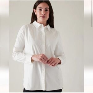 ATHLETA A-Frame Poplin Top Blouse Women’s XL White